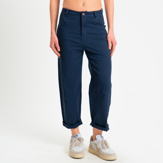 Zeroassoluto-Pantalone LIZ barrel cotone elasticizzato - blu