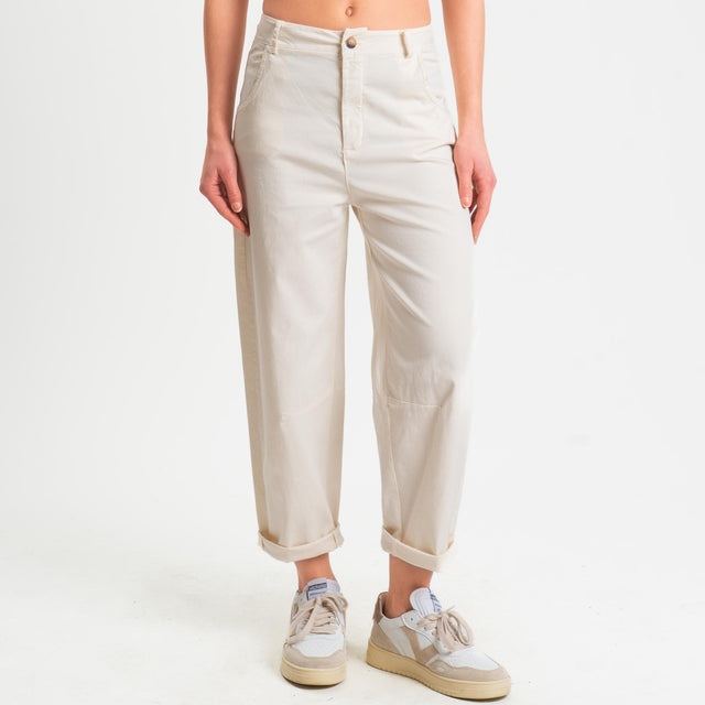 Zeroassoluto-Pantalone LIZ barrel cotone elasticizzato - burro