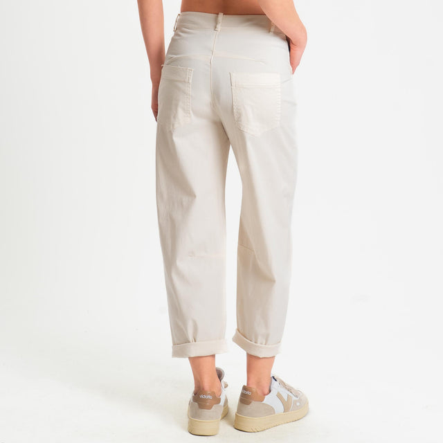 Zeroassoluto-Pantalone LIZ barrel cotone elasticizzato - burro