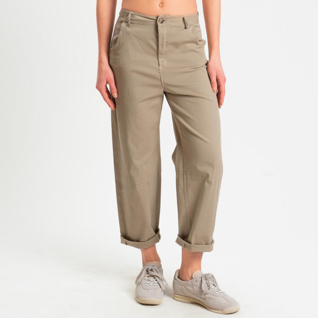 Zeroassoluto-Pantalone LIZ barrel cotone elasticizzato - coloniale