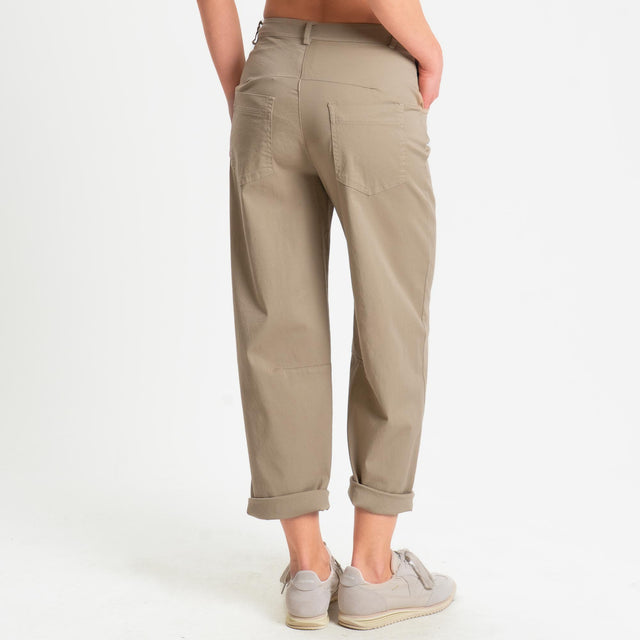 Zeroassoluto-Pantalone LIZ barrel cotone elasticizzato - coloniale