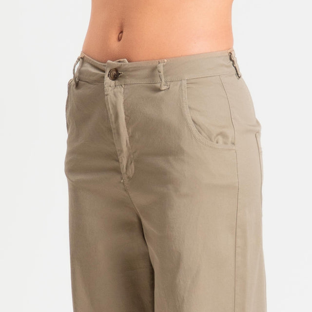 Zeroassoluto-Pantalone LIZ barrel cotone elasticizzato - coloniale