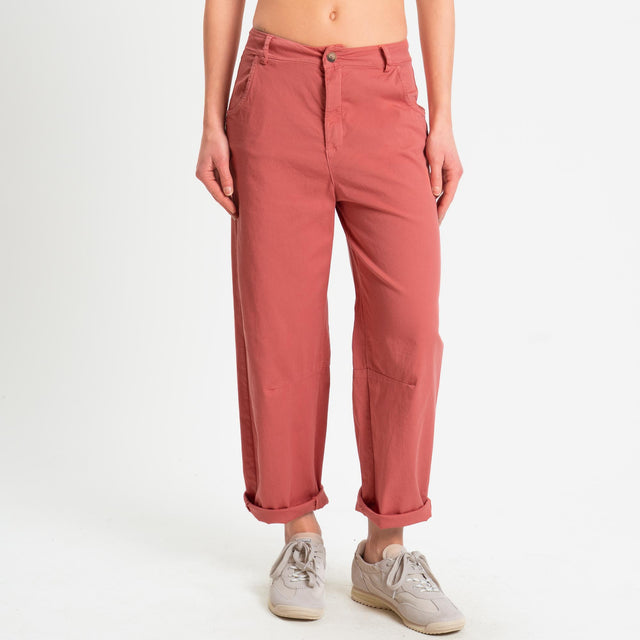 Zeroassoluto-Pantalone LIZ barrel cotone elasticizzato - lipstick