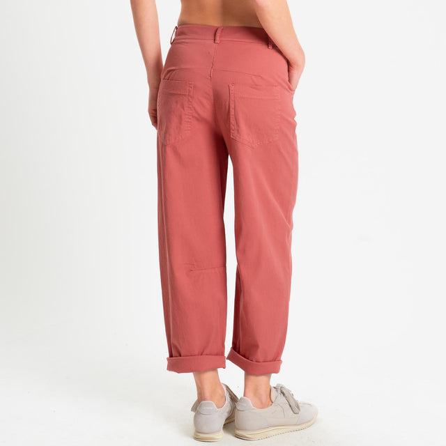 Zeroassoluto-Pantalone LIZ barrel cotone elasticizzato - lipstick