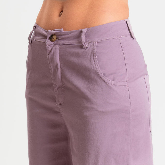Zeroassoluto-Pantalone LIZ barrel cotone elasticizzato- mauve