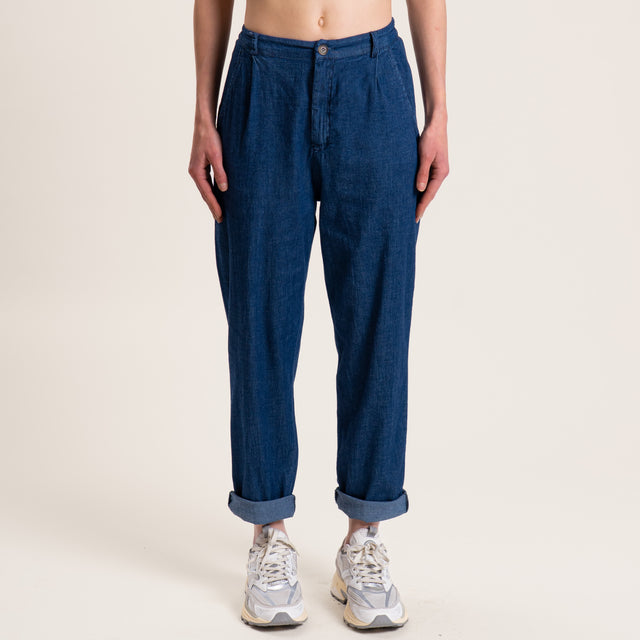 Zeroassoluto-Pantalone LOLA boyfriend chambray - denim