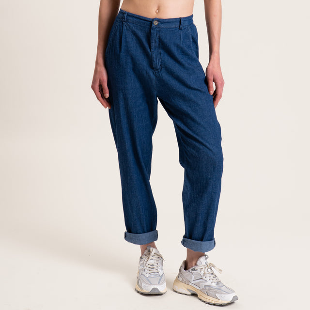 Zeroassoluto-Pantalone LOLA boyfriend chambray - denim