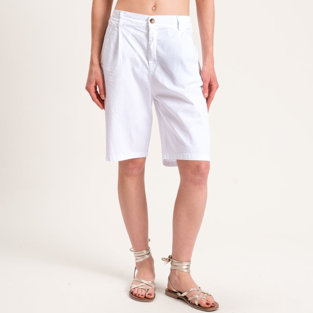Zeroassoluto-Bermuda LORA cotone elastico dietro - bianco