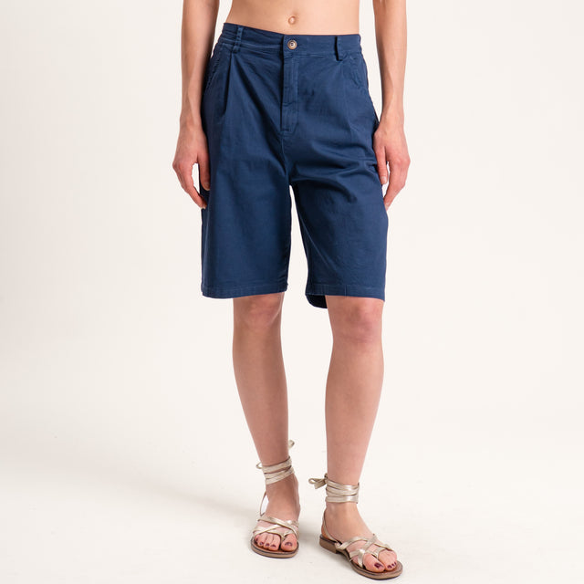 Zeroassoluto-Bermuda LORA cotone elastico dietro - blu