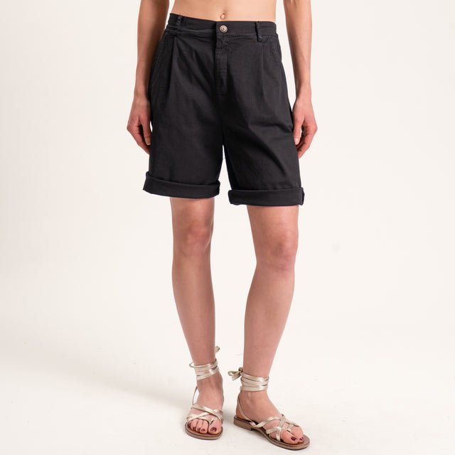 Zeroassoluto-Bermuda LORA cotone elastico dietro - nero