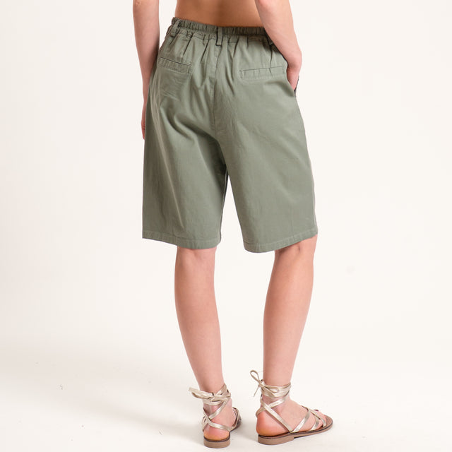 Zeroassoluto-Bermuda LORA cotone elastico dietro - militare