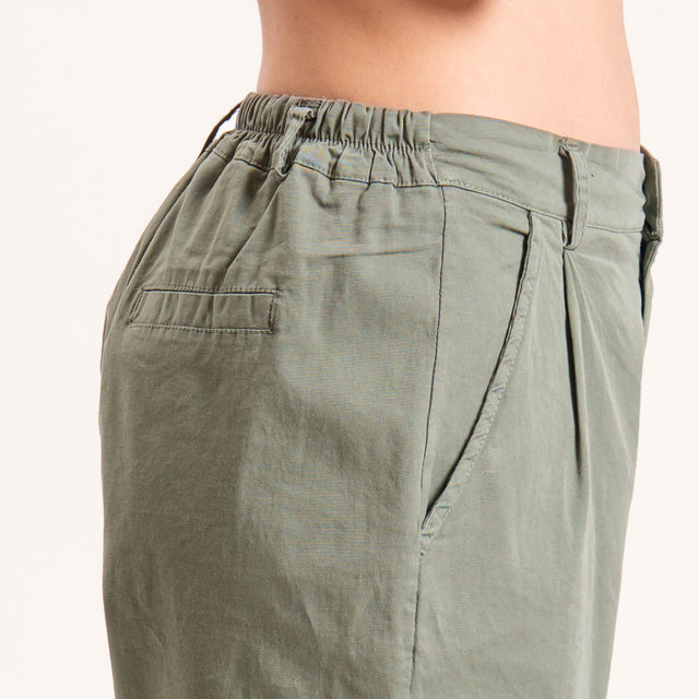 Zeroassoluto-Bermuda LORA cotone elastico dietro - militare