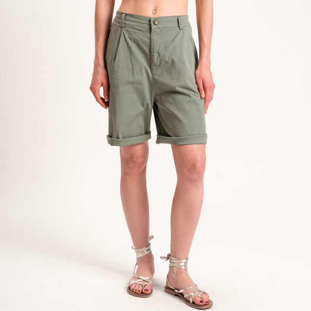 Zeroassoluto-Bermuda LORA cotone elastico dietro - militare
