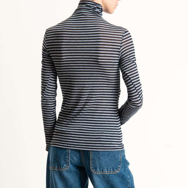 Zeroassoluto-Maglia collo alto MISTO CASHMERE ultra light - grigio/nero