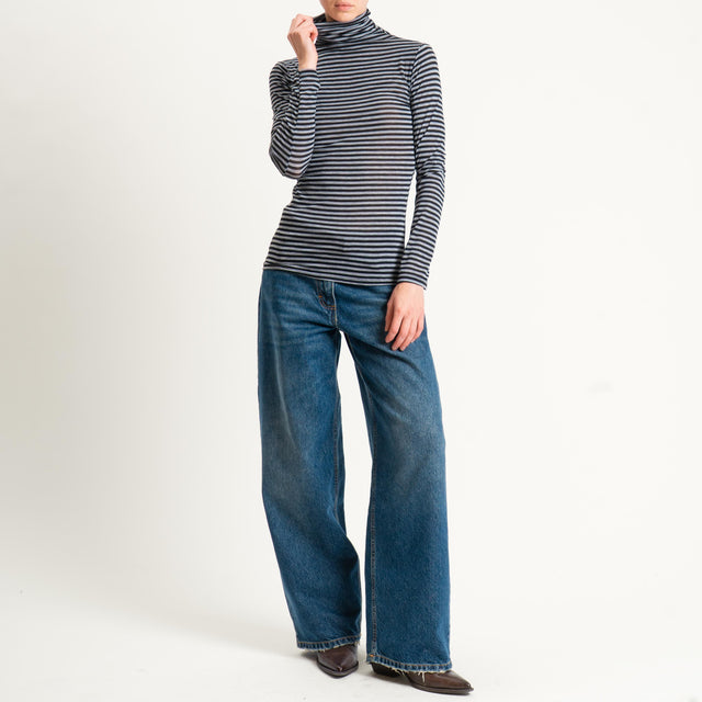 Zeroassoluto-Maglia collo alto MISTO CASHMERE ultra light - grigio/nero