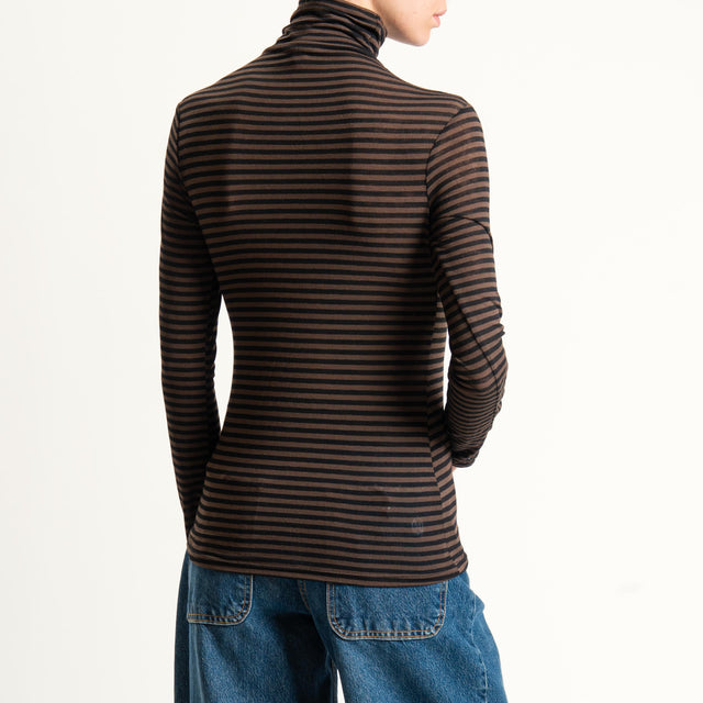 Zeroassoluto-Maglia collo alto MISTO CASHMERE ultra light - moro/nero