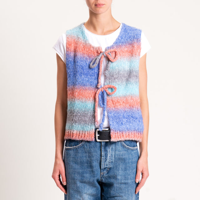 Zeroassoluto-Gilet a righe misto lana - avio/acqua/grigio