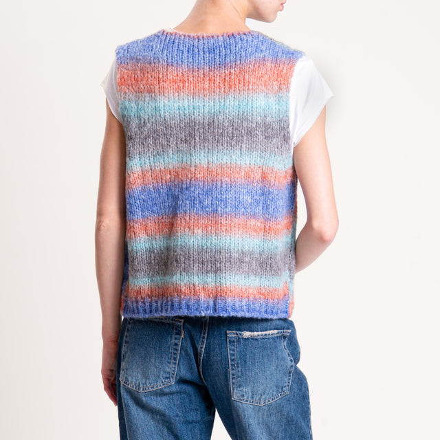 Zeroassoluto-Gilet a righe misto lana - avio/acqua/grigio