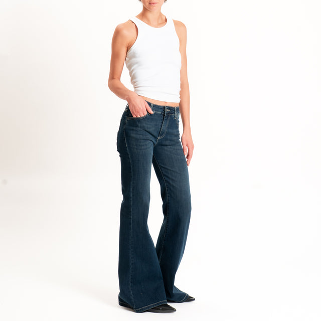 Zeroassoluto-Jeans GRETA bistrech a zampa - denim scuro