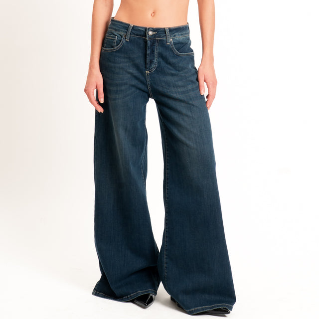 Zeroassoluto-Jeans KAM bistrech palazzo - denim scuro