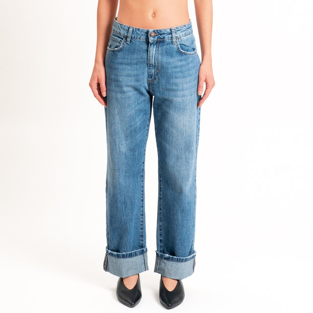 Zeroassoluto-Jeans MATT regular fit con risvolto - denim