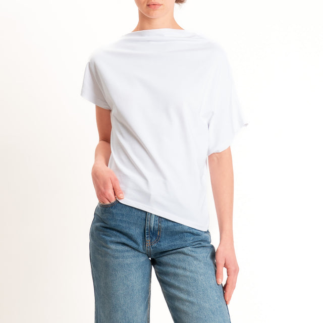 Zeroassoluto-T-shirt asimmetrica jersey elasticizzato - bianco