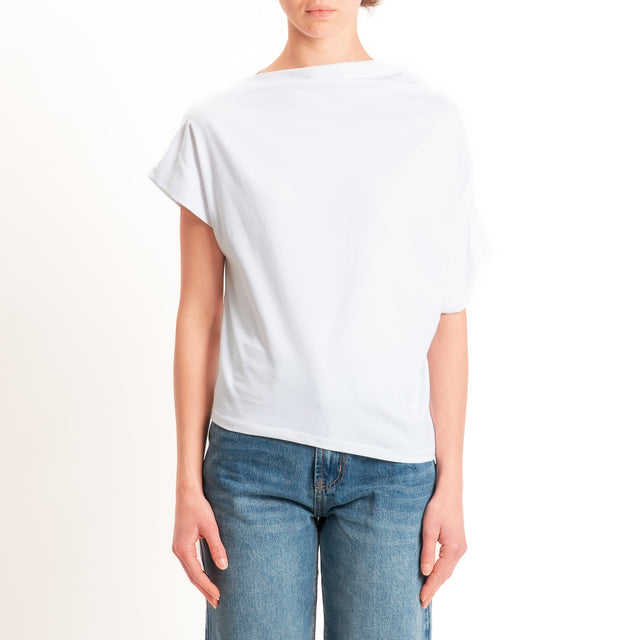 Zeroassoluto-T-shirt asimmetrica jersey elasticizzato - bianco