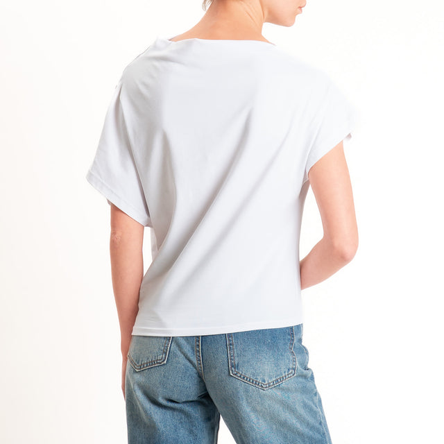 Zeroassoluto-T-shirt asimmetrica jersey elasticizzato - bianco