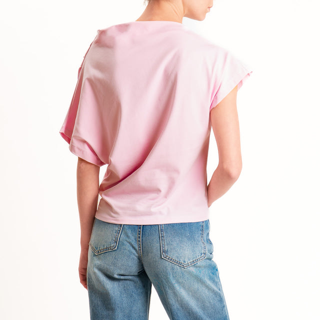 Zeroassoluto-T-shirt asimmetrica jersey elasticizzato - pink