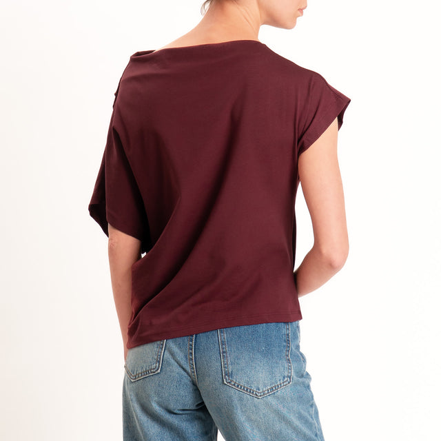 Zeroassoluto-T-shirt asimmetrica jersey elasticizzato - vino