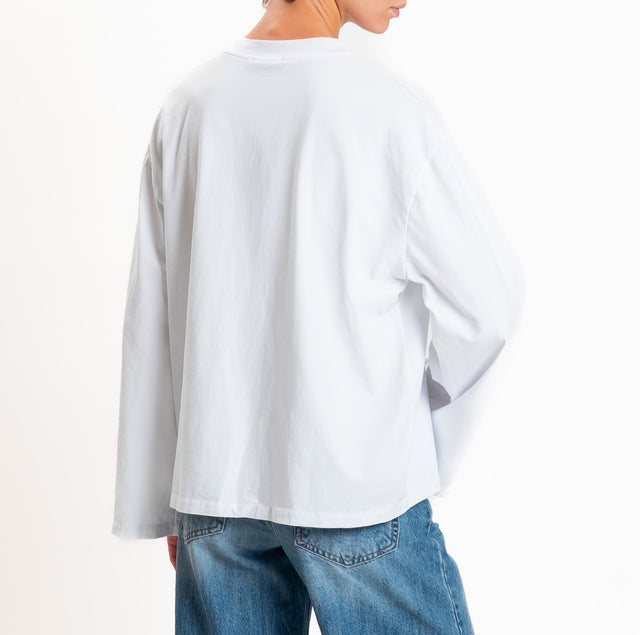 Zeroassoluto-T-shirt manica ampia cotone elasticizzato - bianco
