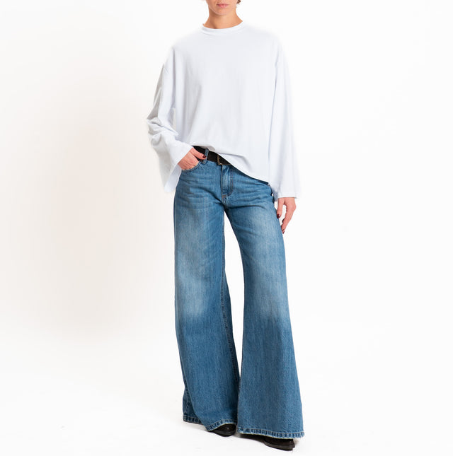 Zeroassoluto-T-shirt manica ampia cotone elasticizzato - bianco