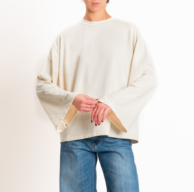 Zeroassoluto-T-shirt manica ampia cotone elasticizzato - burro
