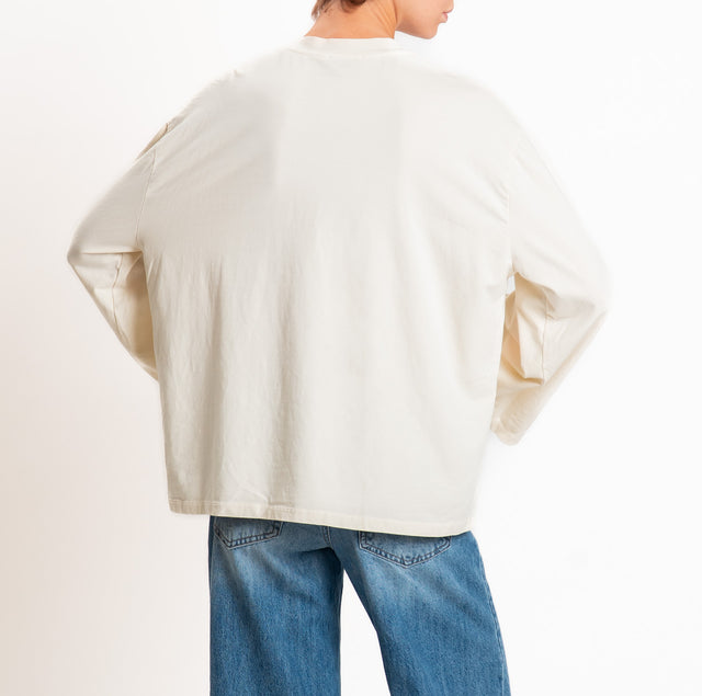 Zeroassoluto-T-shirt manica ampia cotone elasticizzato - burro
