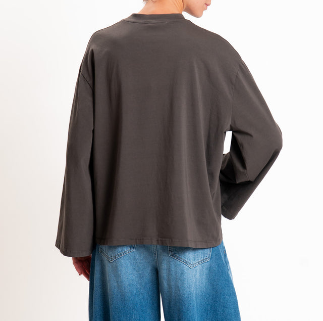Zeroassoluto-T-shirt manica ampia cotone elasticizzato - choco