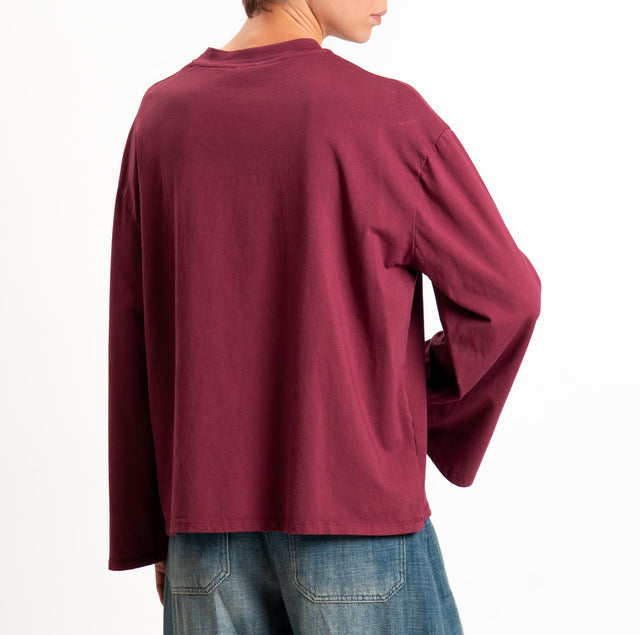 Zeroassoluto-T-shirt manica ampia cotone elasticizzato - vino