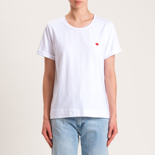 Zeroassoluto-T-shirt cuore con spacchi laterali - bianco/rosso