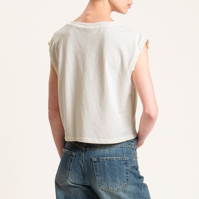 Zeroassoluto-T-shirt smanicata cotone elasticizzat - burro