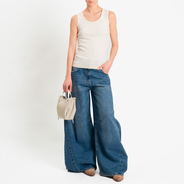 Zeroassoluto-Top a costine crochet dietro - burro