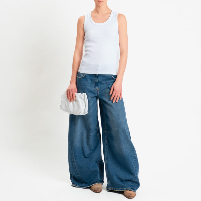 Zeroassoluto-Top a costine crochet dietro - bianco