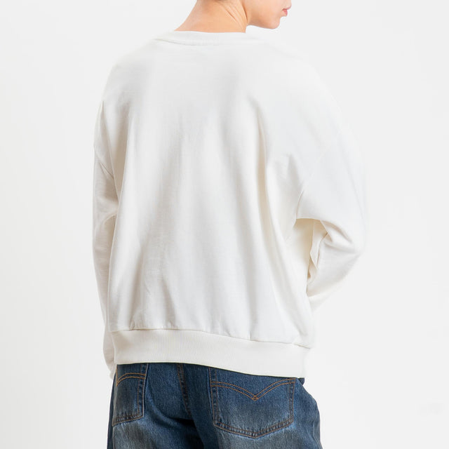 Zeroassoluto-Felpa "DO IT" - latte/rosso