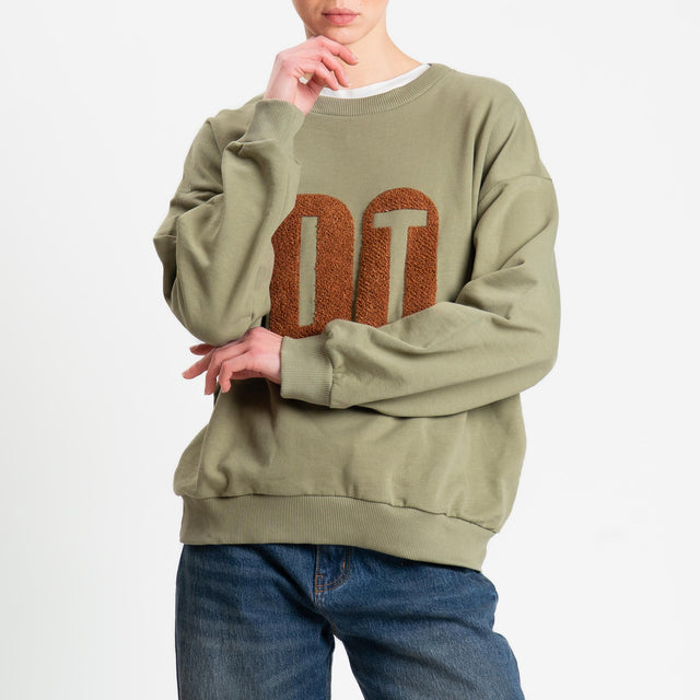 Zeroassoluto-Felpa "DO IT" - militare/cuoio