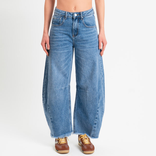 Zeroassoluto-Jeans PARIS barrel fit sfrangiato - denim