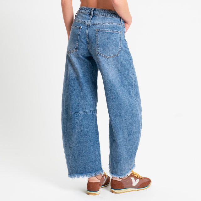 Zeroassoluto-Jeans PARIS barrel fit sfrangiato - denim