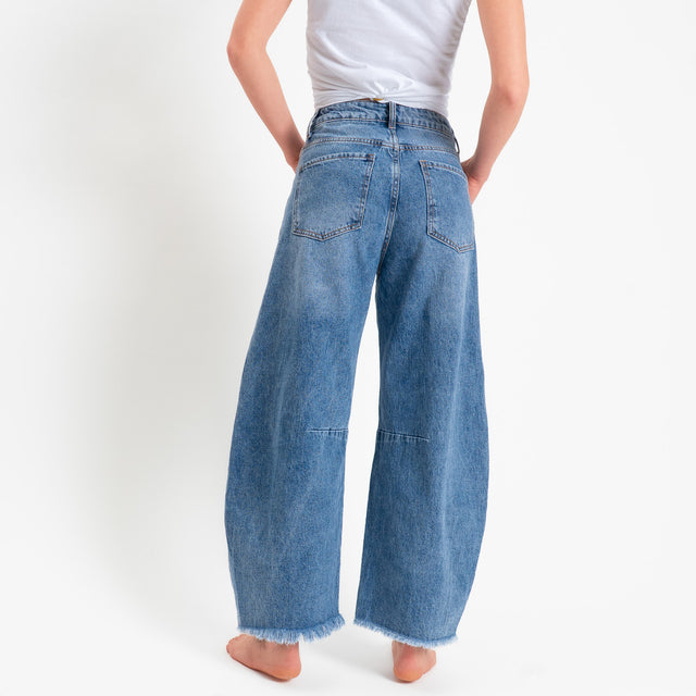 Zeroassoluto-Jeans PARIS barrel fit sfrangiato - denim