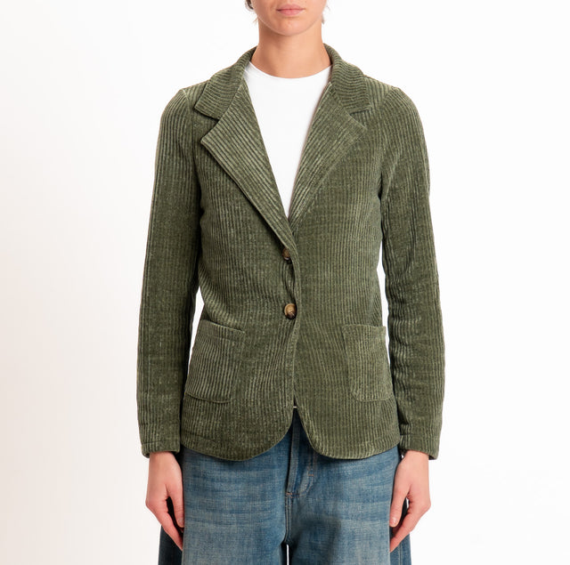 Zeroassoluto-Giacca PATTY velluto 500 righe elasticizzato - militare