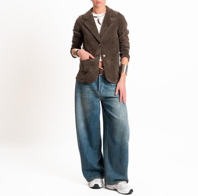 Zeroassoluto-Giacca PATTY velluto 500 righe elasticizzato - moka