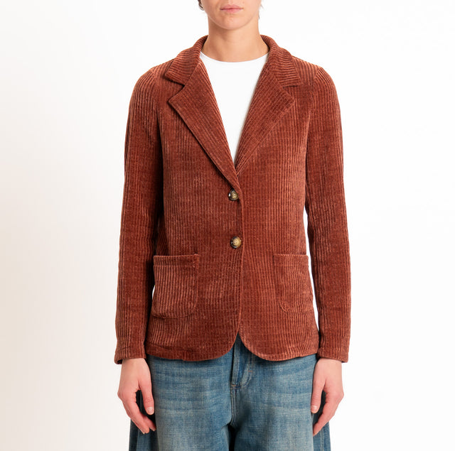 Zeroassoluto-Giacca PATTY velluto 500 righe elasticizzato - rust