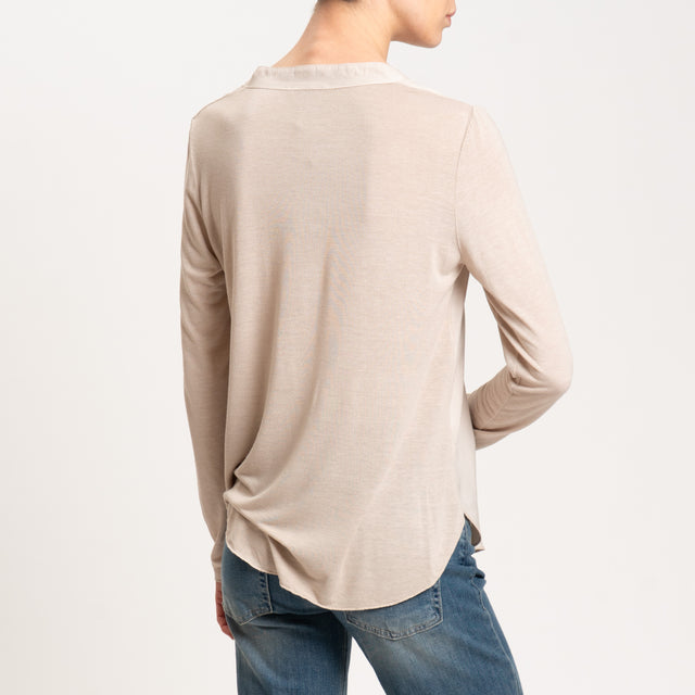 Zeroassoluto-Camicia chester doppio tessuto - beige