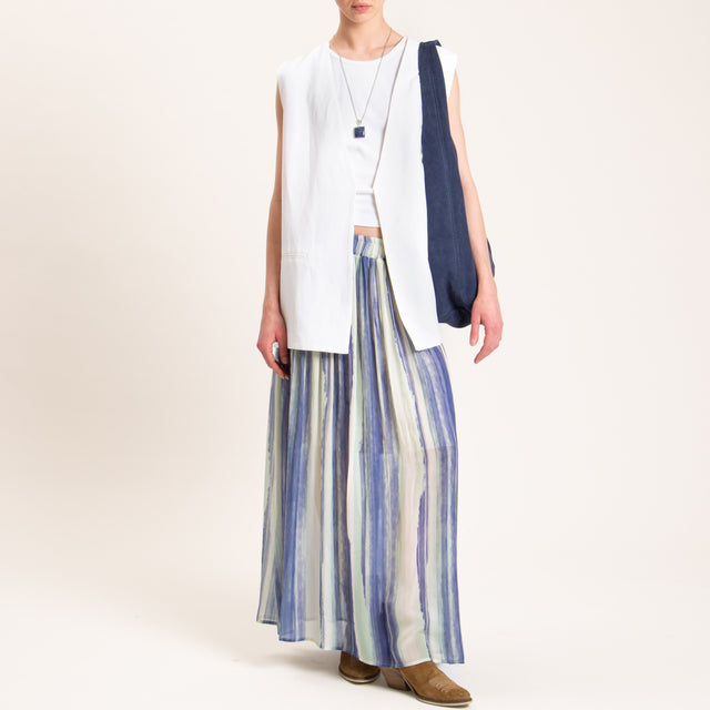 Zeroassoluto-Gonna LIMA georgette fantasia - tie dye blu/acqua/burro